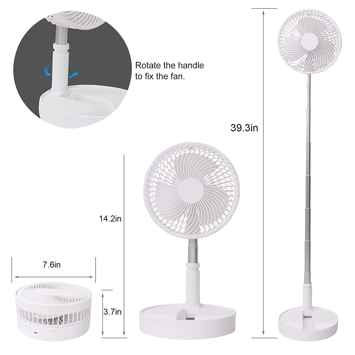 7206 Telescopic Electric Desktop Fan Height Adjustable Foldable  Portable For Travelcarry  Silent Table Top Personal Fan For Bedside Office Table (Battery Not Include)